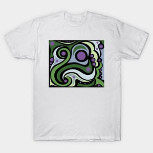 Purples and Greens Abstract with black background T-Shirt